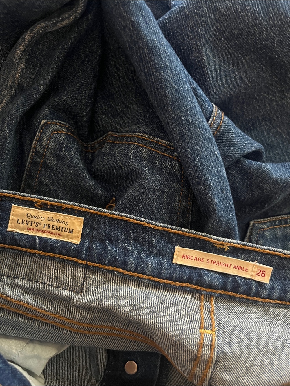 Levi’s Ribcage Straight Leg Womens Blue Denim Jeans 26 - Picture 6 of 6